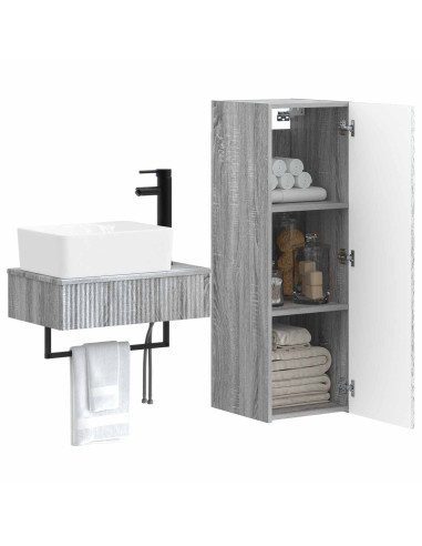 Set di mobili per il bagno 2 pz Sonoma grigio
