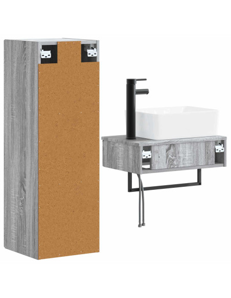 Set di mobili per il bagno 2 pz Sonoma grigio