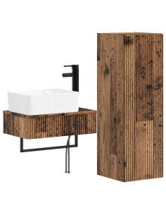 Set di mobili per il bagno 2 pz Legno antico 33 x 34,5 x 100 cm 2