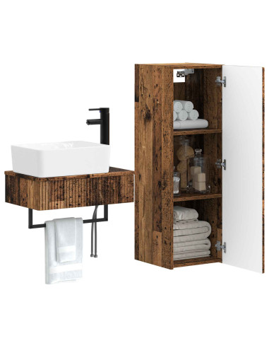Set di mobili per il bagno 2 pz Legno antico 33 x 34,5 x 100 cm
