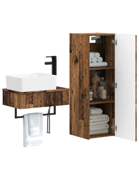 Set di mobili per il bagno 2 pz Legno antico 33 x 34,5 x 100 cm
