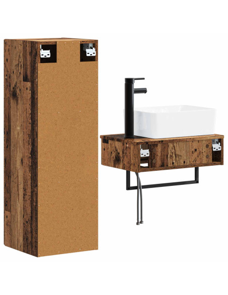 Set di mobili per il bagno 2 pz Legno antico 33 x 34,5 x 100 cm