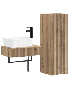 Set di mobili per il bagno 2 pz Rovere Artigianale 2