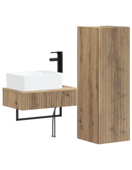 Set di mobili per il bagno 2 pz Rovere Artigianale