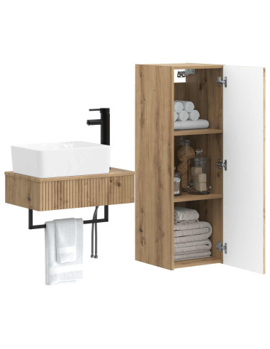 Set di mobili per il bagno 2 pz Rovere Artigianale