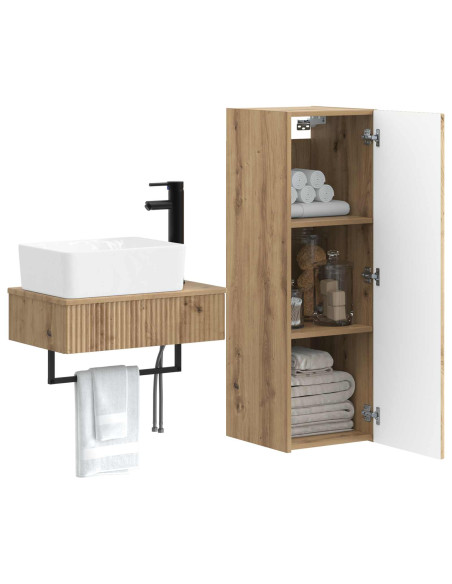 Set di mobili per il bagno 2 pz Rovere Artigianale