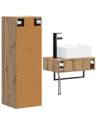 Set di mobili per il bagno 2 pz Rovere Artigianale