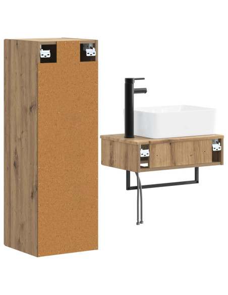 Set di mobili per il bagno 2 pz Rovere Artigianale