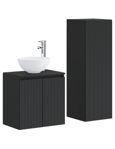 Set di mobili per il bagno 2 pz Nero 33 x 34,5 x 100 cm 2