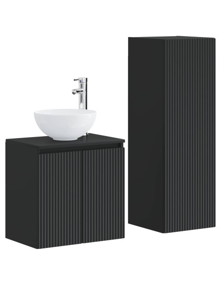 Set di mobili per il bagno 2 pz Nero 33 x 34,5 x 100 cm