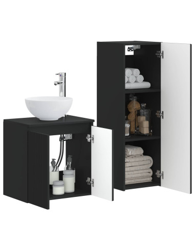 Set di mobili per il bagno 2 pz Nero 33 x 34,5 x 100 cm
