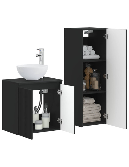 Set di mobili per il bagno 2 pz Nero 33 x 34,5 x 100 cm