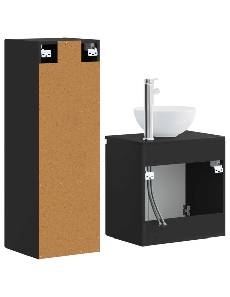 Set di mobili per il bagno 2 pz Nero 33 x 34,5 x 100 cm
