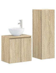 Set di mobili per il bagno 2 pz Rovere Sonoma 2
