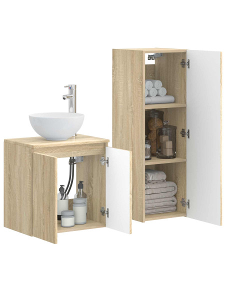 Set di mobili per il bagno 2 pz Rovere Sonoma