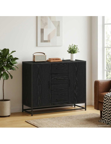Credenza Rovere Nero 92 x 35 x 76 cm Legno ingegnerizzato