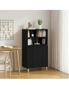 Credenza Rovere Nero 60 x 36 x 110 cm Legno ingegnerizzato