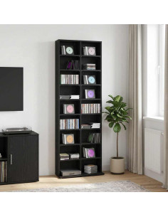Mobile per CD Rovere Nero 65 x 23,5 x 175 cm