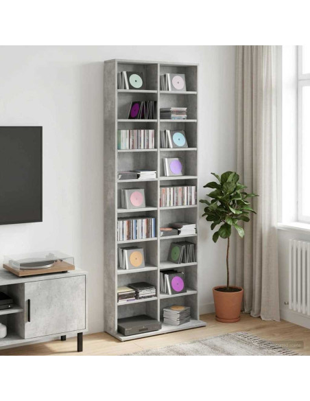 Mobile per CD Grigio Cemento 65 x 23,5 x 175 cm