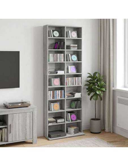 Mobile per CD Sonoma grigio 65 x 23,5 x 175 cm
