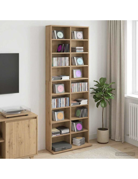 Mobile per CD Rovere Artigianale 65 x 23,5 x 175 cm