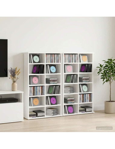 Mobile per CD 2 pz Bianco 60 x 17 x 92 cm Legno ingegnerizzato