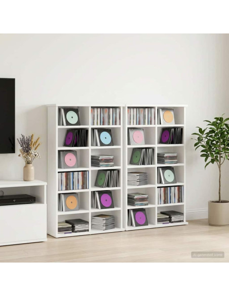 Mobile per CD 2 pz Bianco 60 x 17 x 92 cm Legno ingegnerizzato