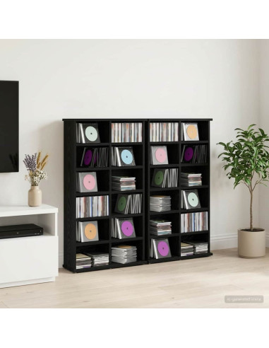 Mobile per CD 2 pz Rovere Nero 60 x 17 x 92 cm