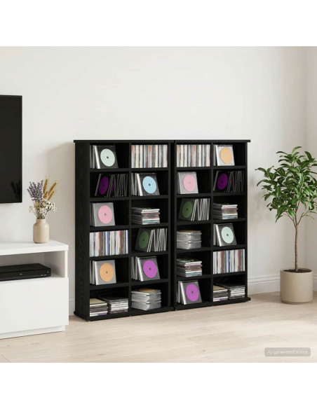 Mobile per CD 2 pz Rovere Nero 60 x 17 x 92 cm