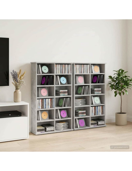 Mobile per CD 2 pz Grigio Cemento 60 x 17 x 92 cm