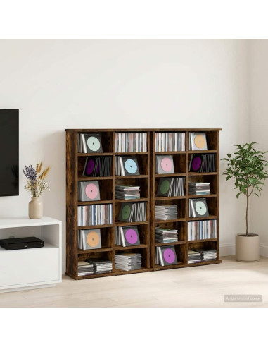 Mobile per CD 2 pz Rovere Fumo 60 x 17 x 92 cm
