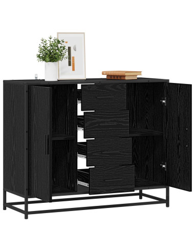 Credenza Rovere Nero 92 x 35 x 76 cm Legno ingegnerizzato