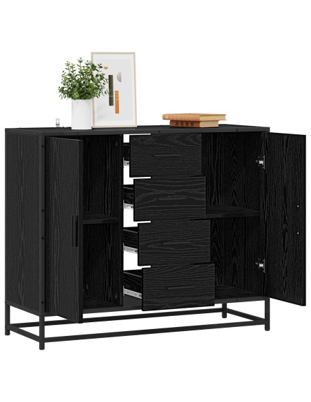 Credenza Rovere Nero 92 x 35 x 76 cm Legno ingegnerizzato