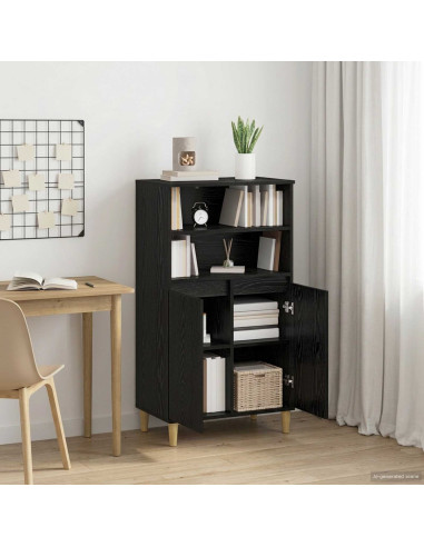 Credenza Rovere Nero 60 x 36 x 110 cm Legno ingegnerizzato