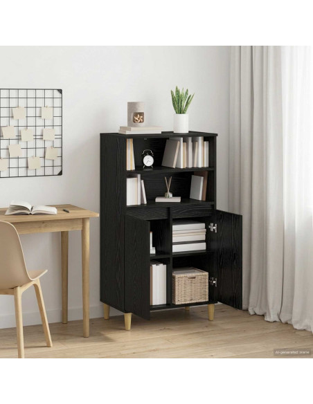 Credenza Rovere Nero 60 x 36 x 110 cm Legno ingegnerizzato