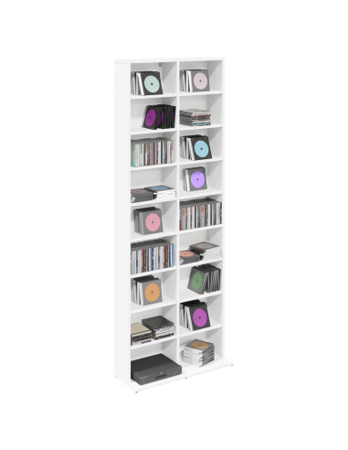 Mobile per CD Bianco 65 x 23,5 x 175 cm Legno ingegnerizzato