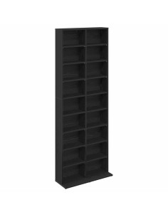 Mobile per CD Rovere Nero 65 x 23,5 x 175 cm 2