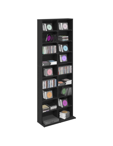 Mobile per CD Rovere Nero 65 x 23,5 x 175 cm