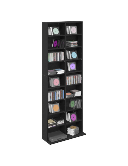 Mobile per CD Rovere Nero 65 x 23,5 x 175 cm