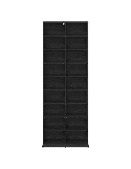 Mobile per CD Rovere Nero 65 x 23,5 x 175 cm