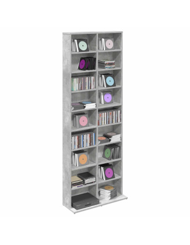Mobile per CD Grigio Cemento 65 x 23,5 x 175 cm