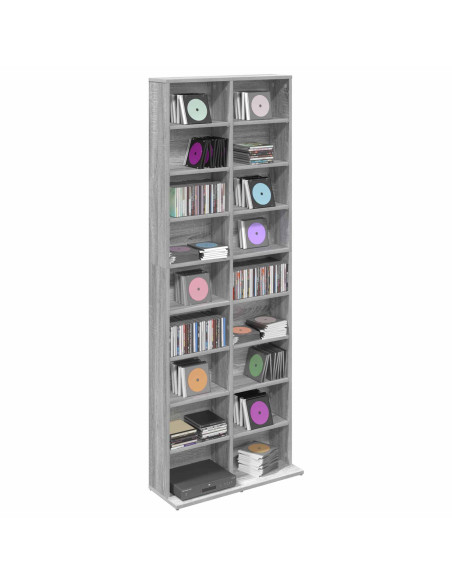 Mobile per CD Sonoma grigio 65 x 23,5 x 175 cm
