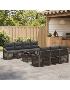Set Divano da Giardino 8 pz Grigio polyrattan