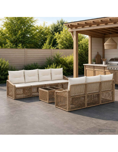 Set Divano da Giardino 8 pz Beige polyrattan
