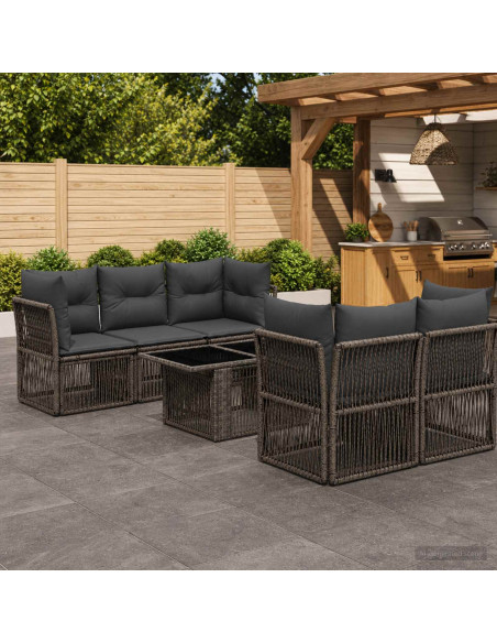 Set Divano da Giardino 6 pz Grigio polyrattan