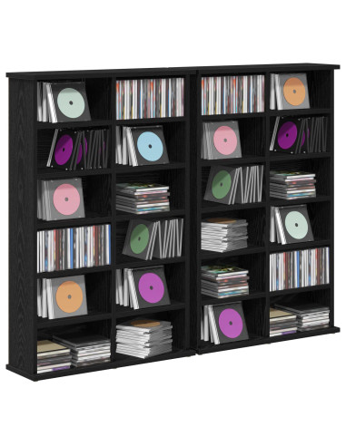 Mobile per CD 2 pz Rovere Nero 60 x 17 x 92 cm