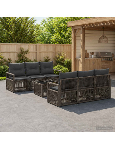 Set Divano da Giardino 7 pz Grigio polyrattan