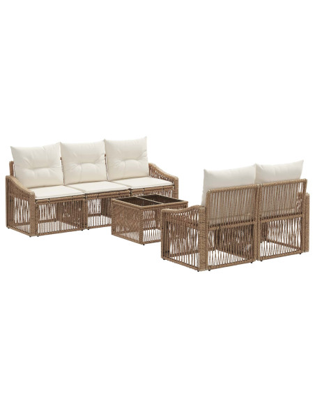 Set Divano da Giardino 6 pz Beige polyrattan