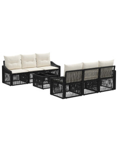 Set Divano da Giardino 7 pz Nero polyrattan 2