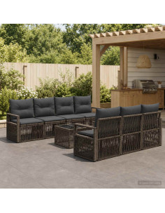 Set Divano da Giardino 8 pz Grigio polyrattan